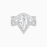 Contemporary Pear - Shaped Mounting Engagement Ring with Diamond Accents - Shahin Jewelry
