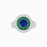 Load image into Gallery viewer, Convertible Gemstone Ring/Pendant with Accent Double Halo Highlights - Shahin Jewelry
