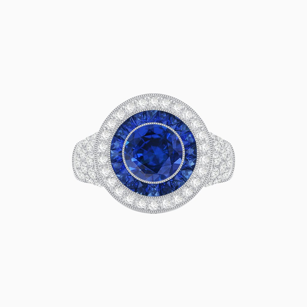 Convertible Gemstone Ring/Pendant with Accent Double Halo Highlights - Shahin Jewelry