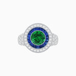 Load image into Gallery viewer, Convertible Gemstone Ring/Pendant with Accent Double Halo Highlights - Shahin Jewelry
