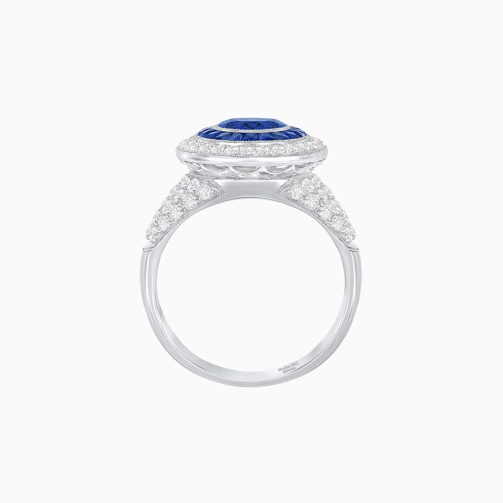 Convertible Gemstone Ring/Pendant with Accent Double Halo Highlights - Shahin Jewelry