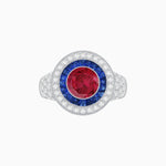 Load image into Gallery viewer, Convertible Gemstone Ring/Pendant with Accent Double Halo Highlights - Shahin Jewelry
