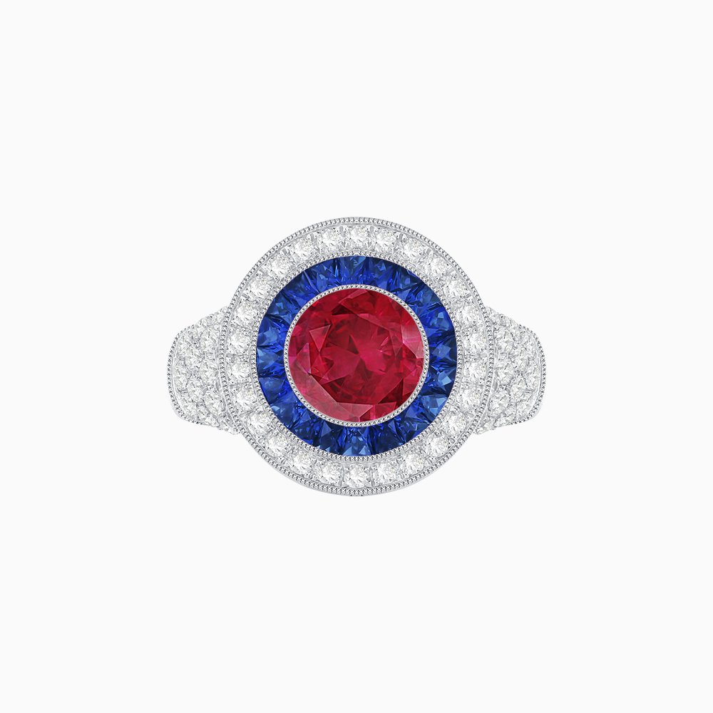 Convertible Gemstone Ring/Pendant with Accent Double Halo Highlights - Shahin Jewelry