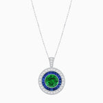 Load image into Gallery viewer, Convertible Gemstone Ring/Pendant with Accent Double Halo Highlights - Shahin Jewelry
