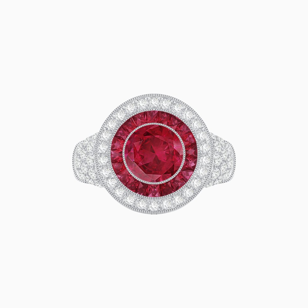 Convertible Gemstone Ring/Pendant with Accent Double Halo Highlights - Shahin Jewelry