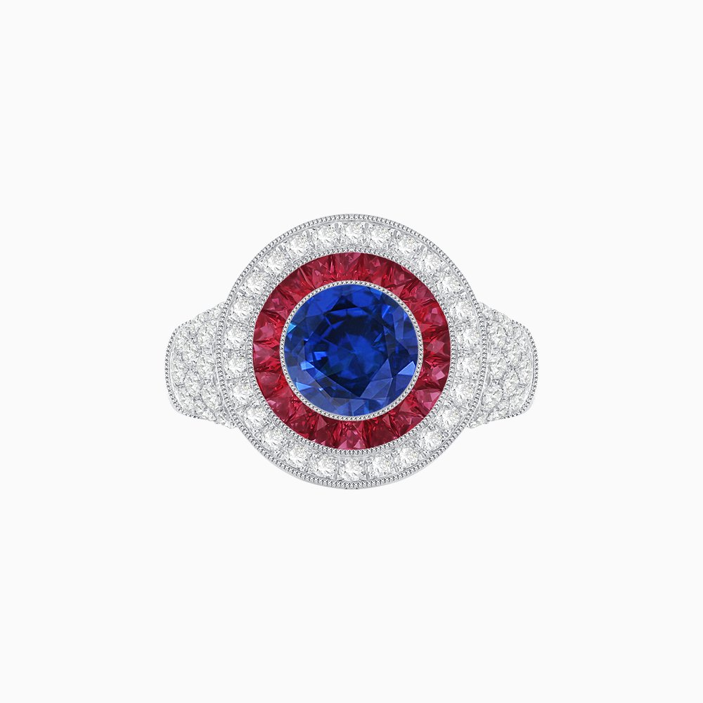 Convertible Gemstone Ring/Pendant with Accent Double Halo Highlights - Shahin Jewelry