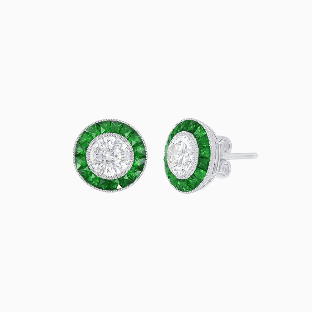 Convertible Halo Stud Earrings with Gemstones Mounting - Shahin Jewelry