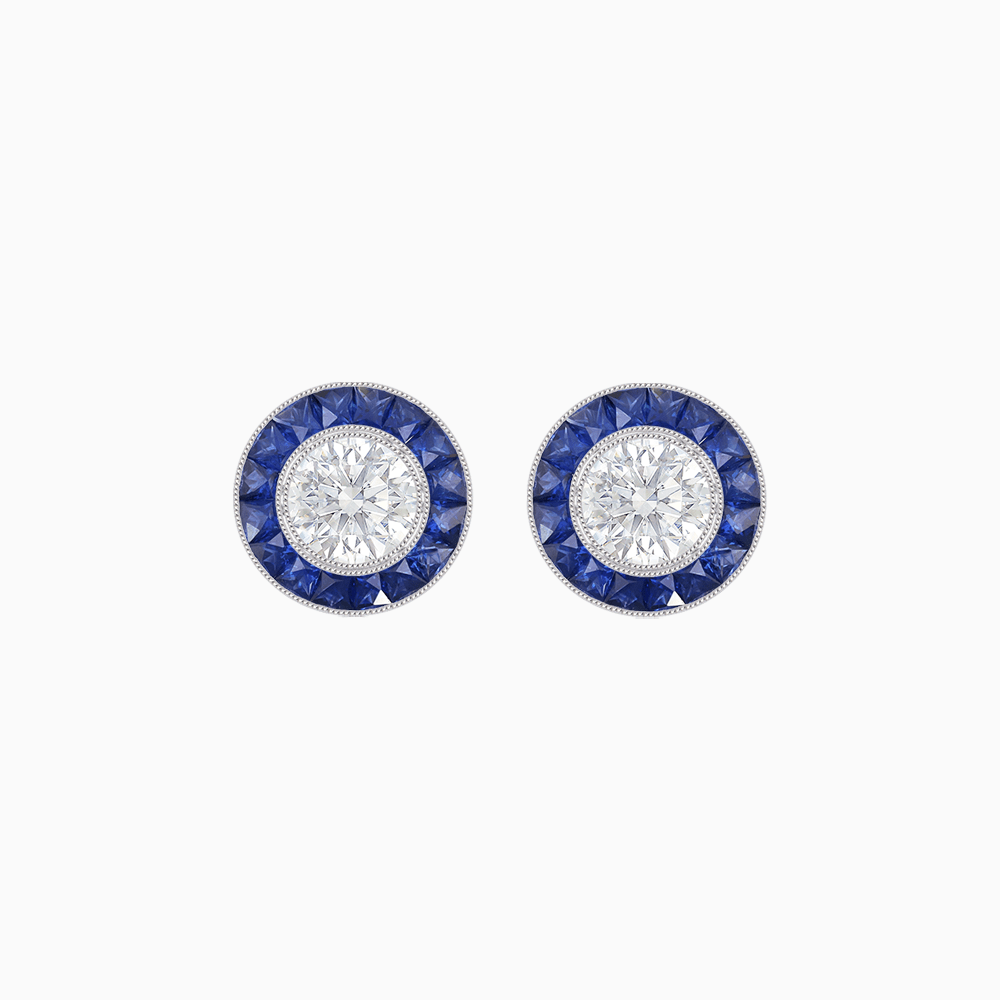 Convertible Halo Stud Earrings with Gemstones Mounting - Shahin Jewelry