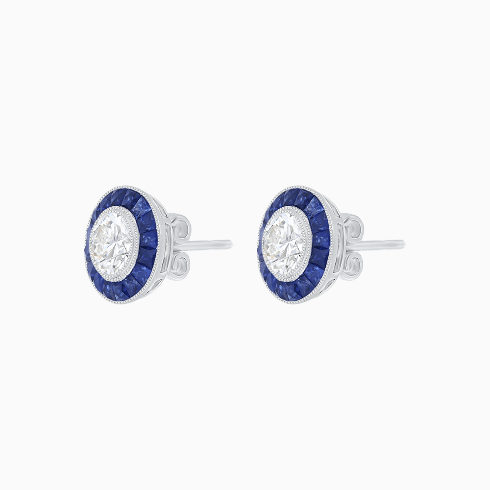 Convertible Halo Stud Earrings with Gemstones Mounting - Shahin Jewelry