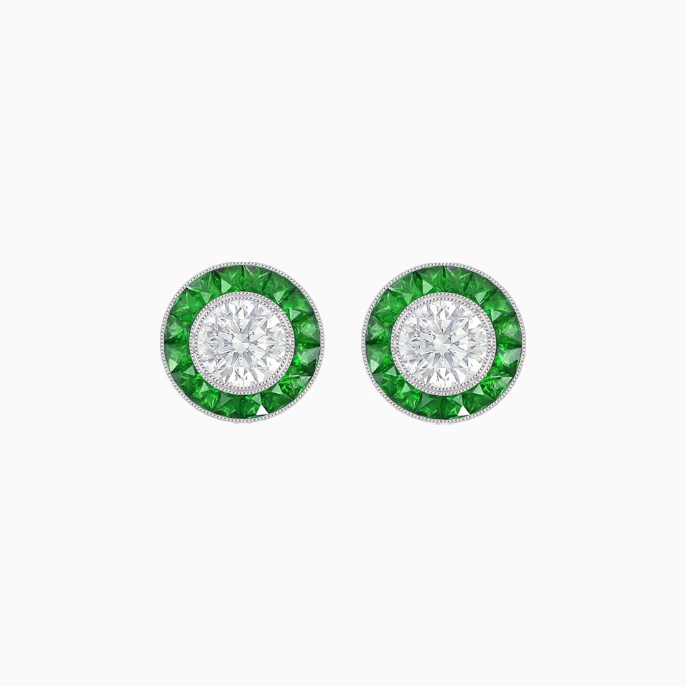 Convertible Halo Stud Earrings with Gemstones Mounting - Shahin Jewelry