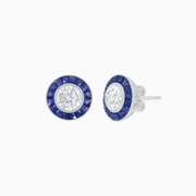 Convertible Halo Stud Earrings with Gemstones Mounting - Shahin Jewelry