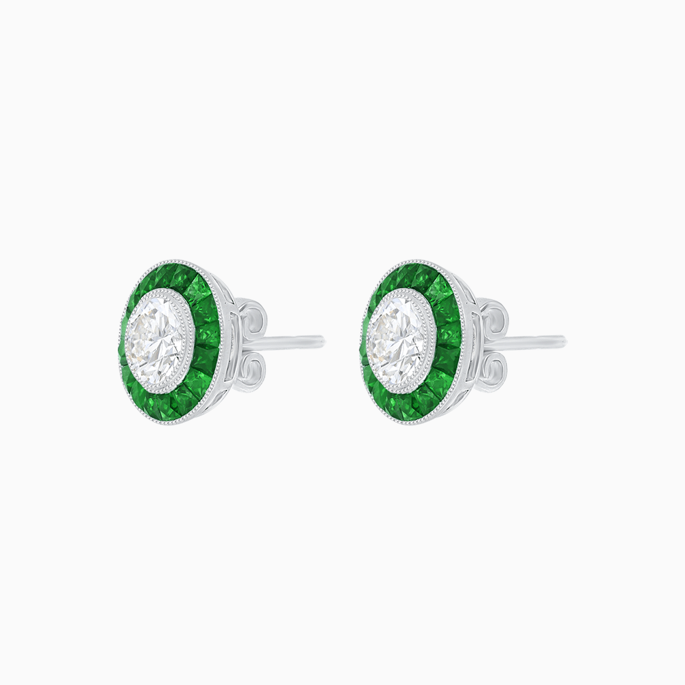 Convertible Halo Stud Earrings with Gemstones Mounting - Shahin Jewelry