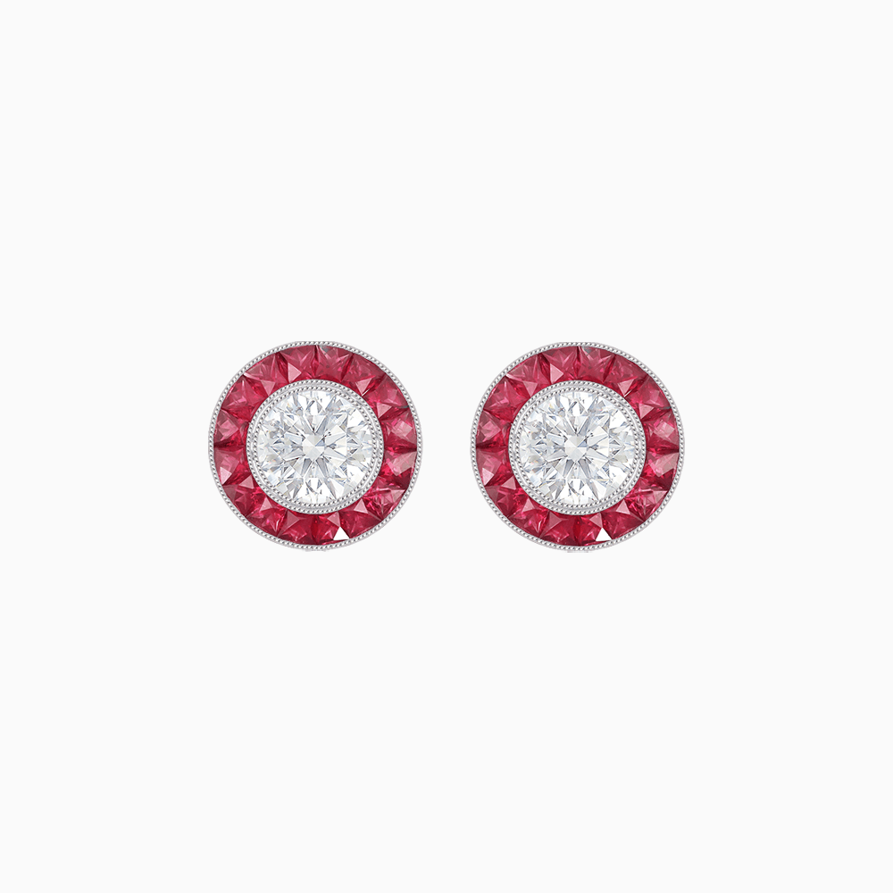 Convertible Halo Stud Earrings with Gemstones Mounting - Shahin Jewelry