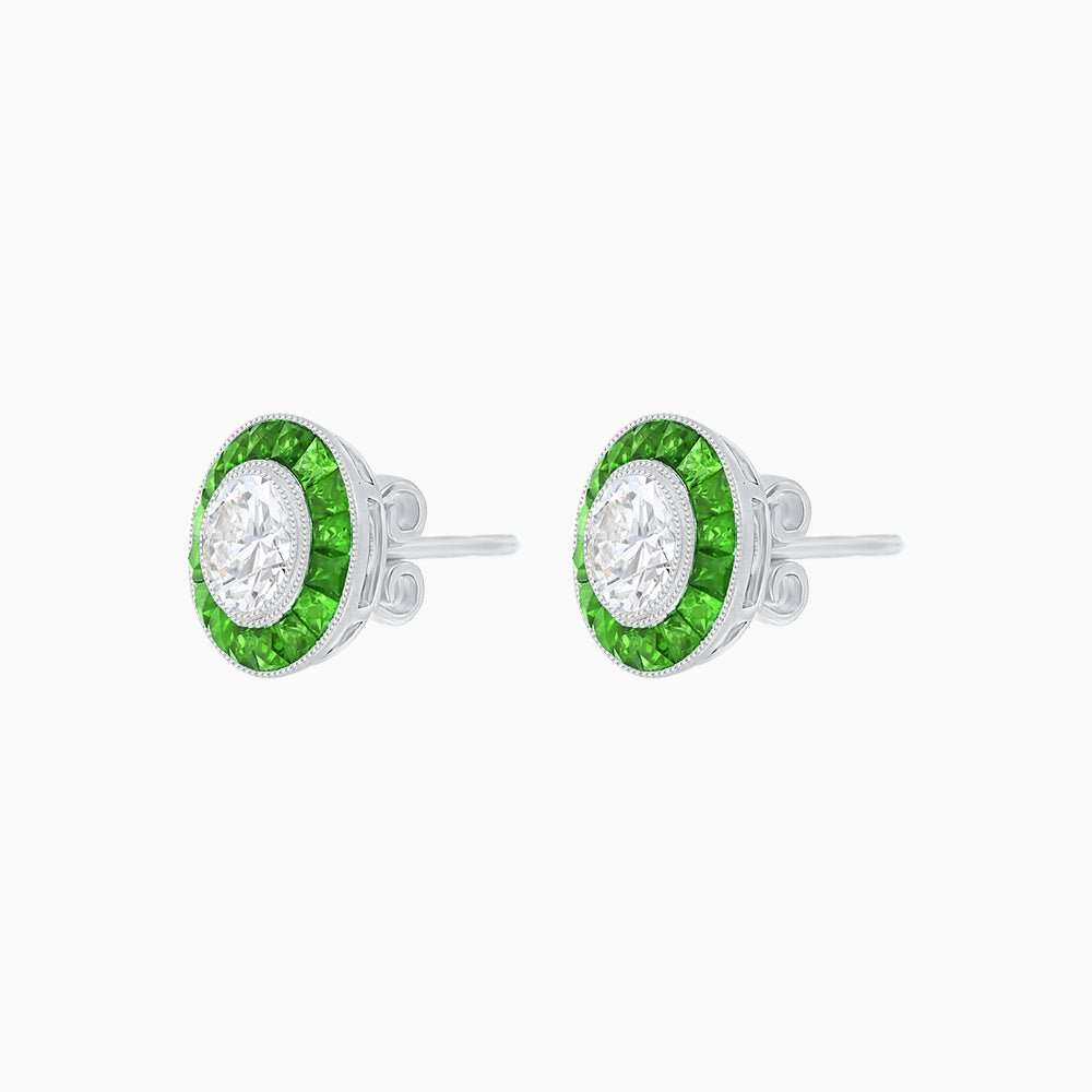 Convertible Halo Stud Earrings with Gemstones Mounting - Shahin Jewelry
