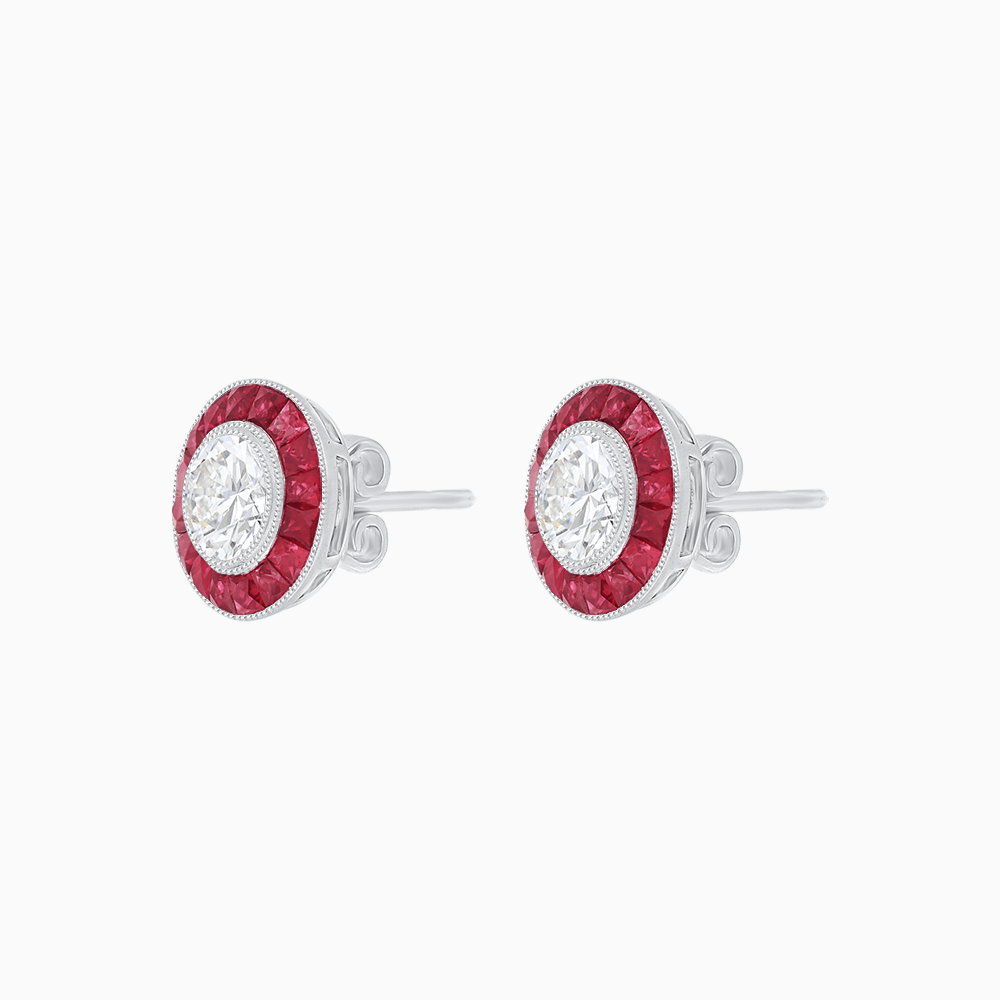 Convertible Halo Stud Earrings with Gemstones Mounting - Shahin Jewelry