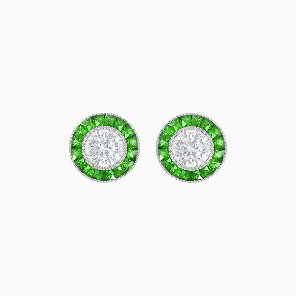 Convertible Halo Stud Earrings with Gemstones Mounting - Shahin Jewelry