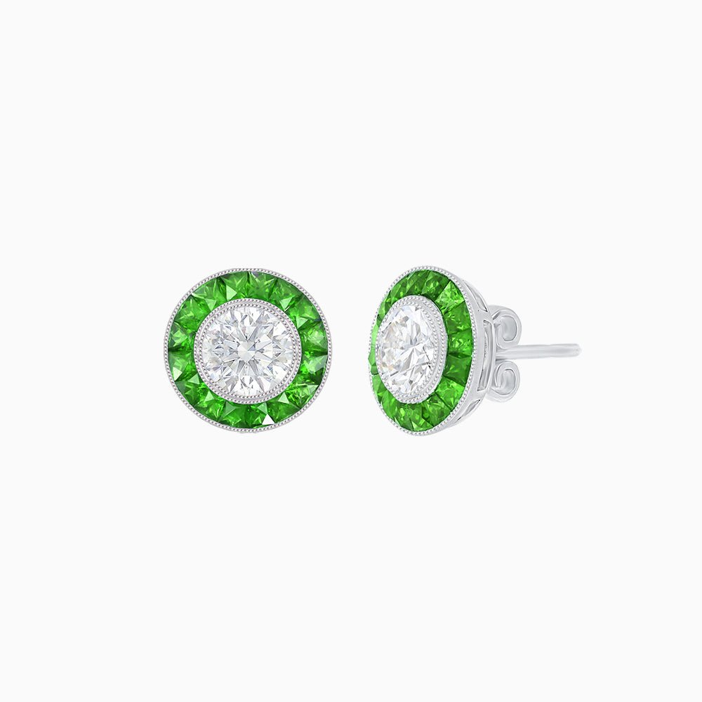Convertible Halo Stud Earrings with Gemstones Mounting - Shahin Jewelry