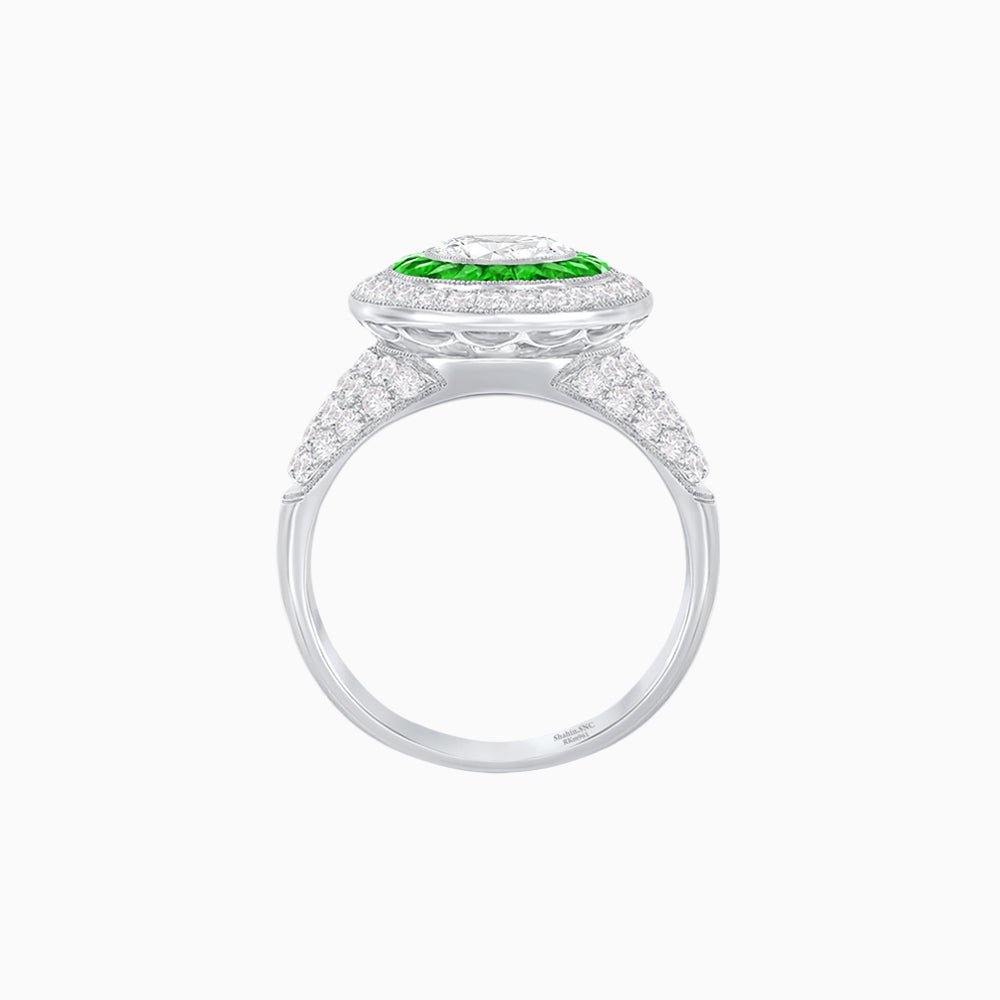 Convertible Ring/Pendant with Accent Double Halo Highlights - Shahin Jewelry