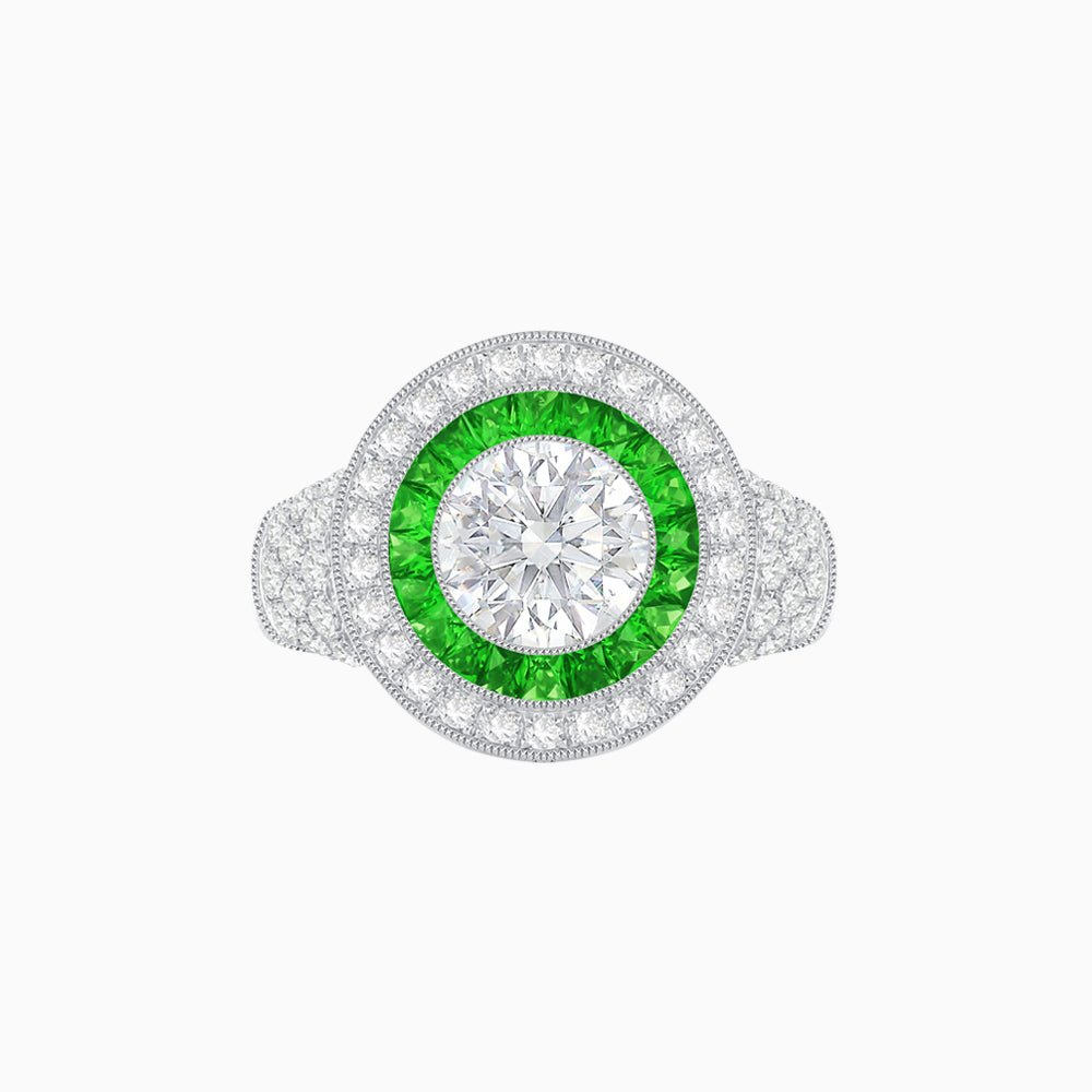 Convertible Ring/Pendant with Accent Double Halo Highlights - Shahin Jewelry