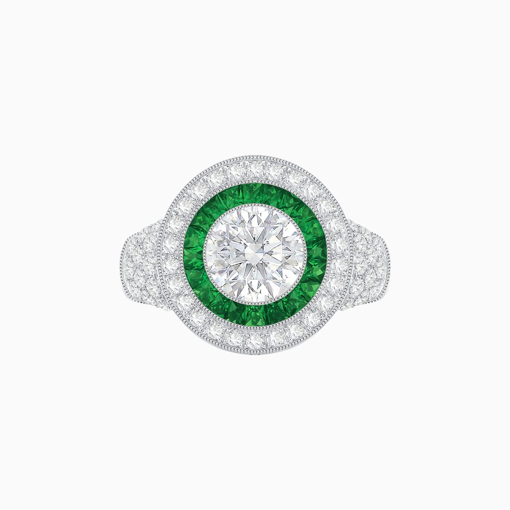 Convertible Ring/Pendant with Accent Double Halo Highlights - Shahin Jewelry