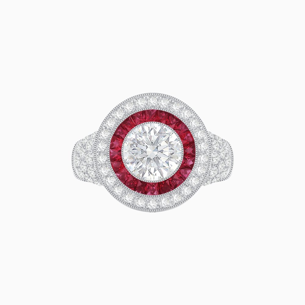 Convertible Ring/Pendant with Accent Double Halo Highlights - Shahin Jewelry