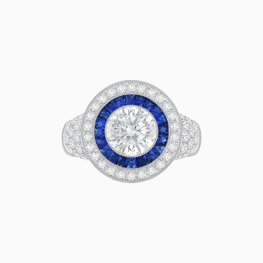 Convertible Ring/Pendant with Accent Double Halo Highlights - Shahin Jewelry