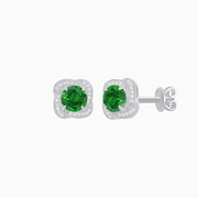 Convertible Round Stud Earrings with Diamond Accent Jackets - Shahin Jewelry