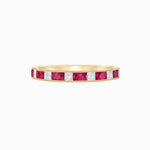 Load image into Gallery viewer, Crimson Edge – Ruby and Princess Diamond Half Band in 14K Yellow Gold - Shahin Jewelry
