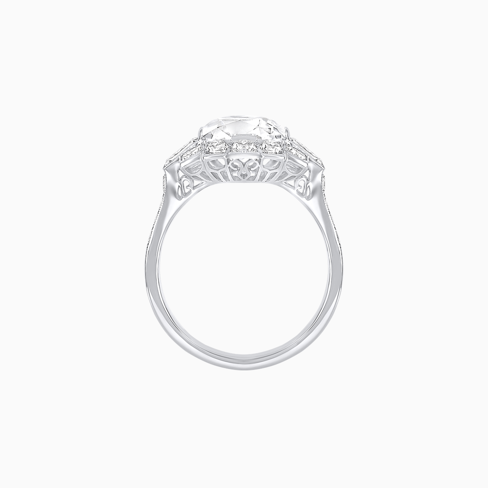 Cushion Cut Center Mounting Ring with Diamond Accents – Fully Customizable - Shahin Jewelry
