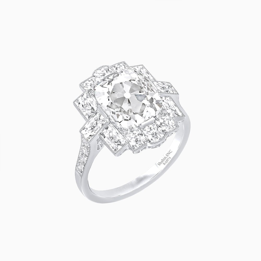 Cushion Cut Center Mounting Ring with Diamond Accents – Fully Customizable - Shahin Jewelry
