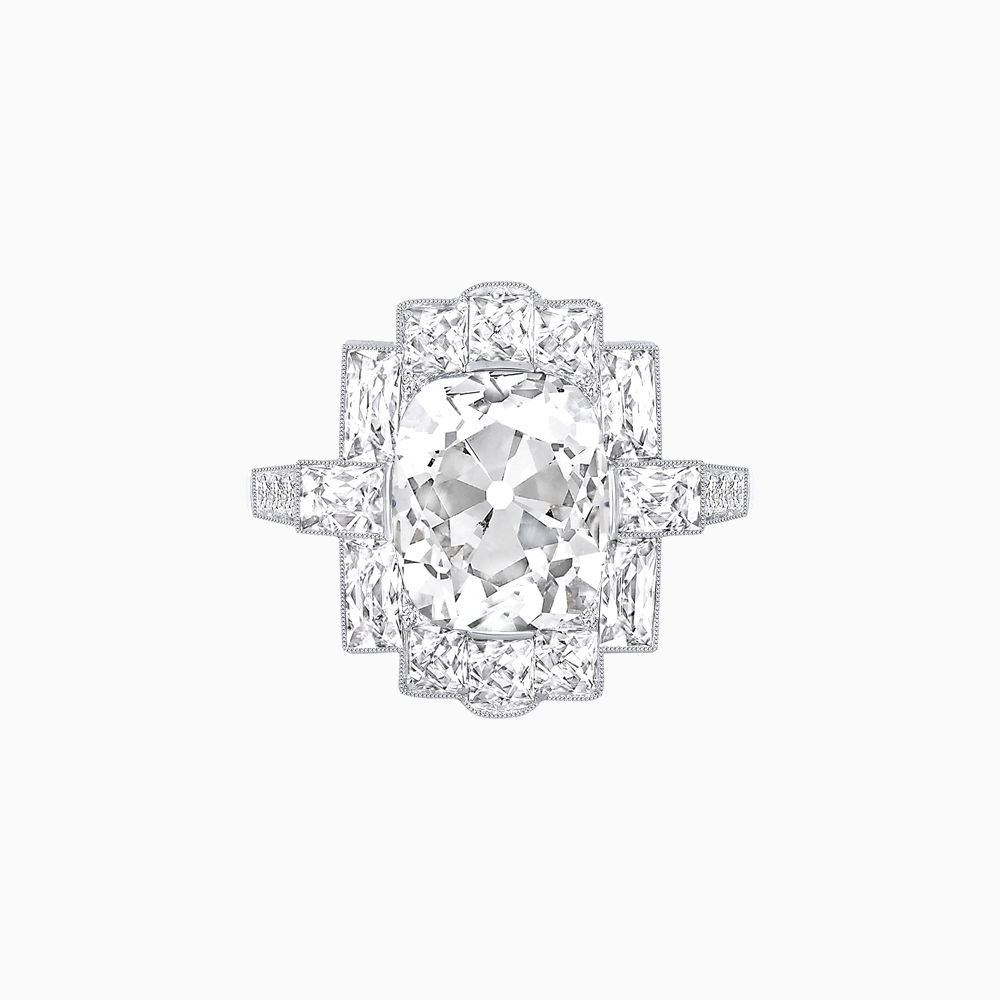 Cushion Cut Center Mounting Ring with Diamond Accents – Fully Customizable - Shahin Jewelry