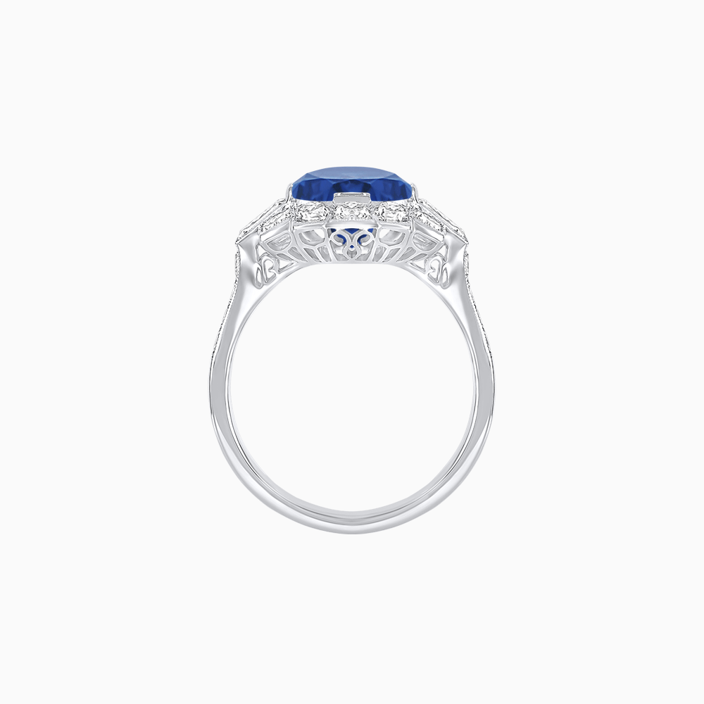 Cushion Cut Center Mounting Ring with Diamond Accents – Fully Customizable - Shahin Jewelry