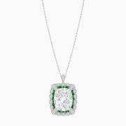 Cushion Cut Center Stone Double Halo Pendant Mounting - Shahin Jewelry