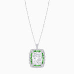 Load image into Gallery viewer, Cushion Cut Center Stone Double Halo Pendant Mounting - Shahin Jewelry