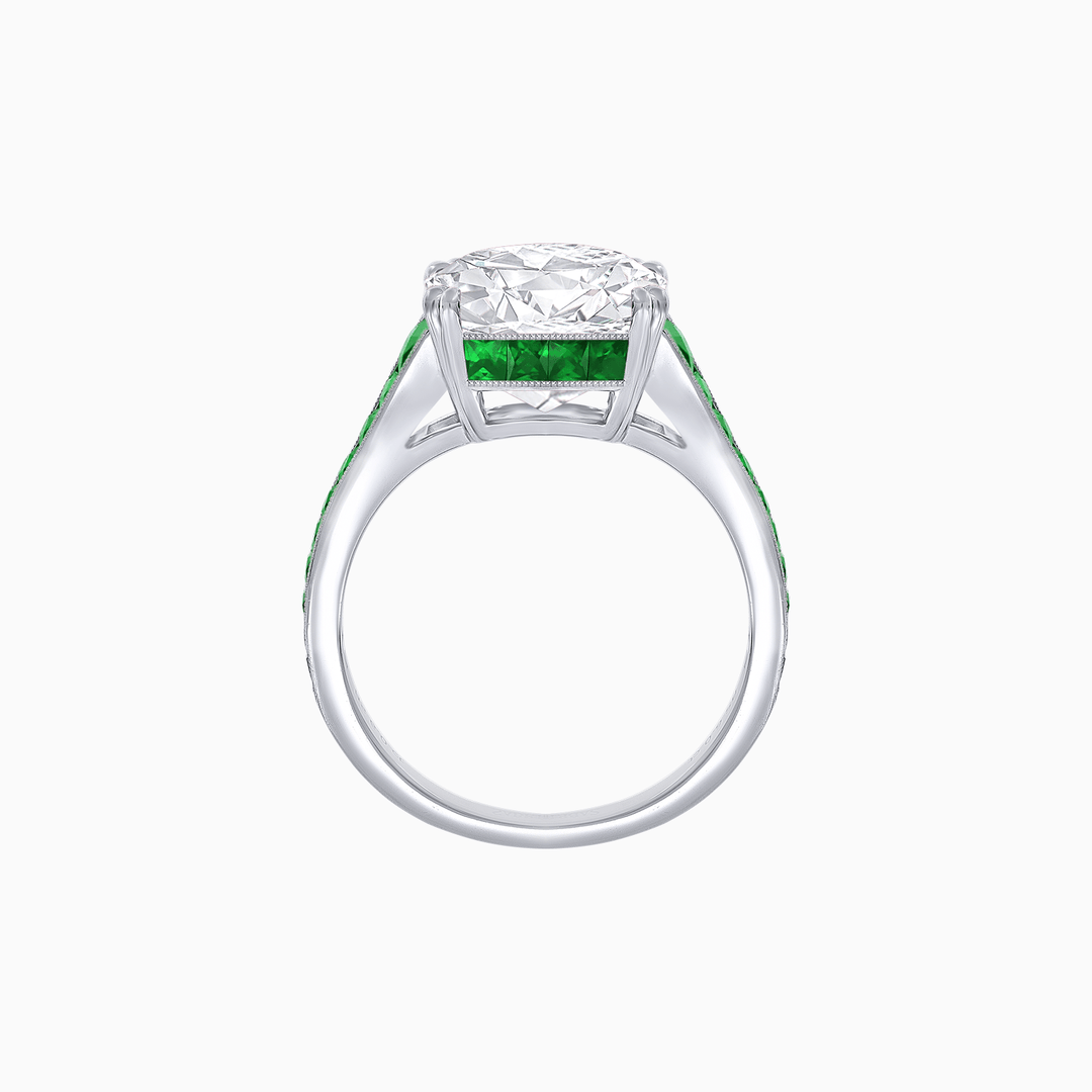 Cushion - Cut Gemstone Engagement Ring Mounting with French Cut Accent Stones - Shahin Jewelry