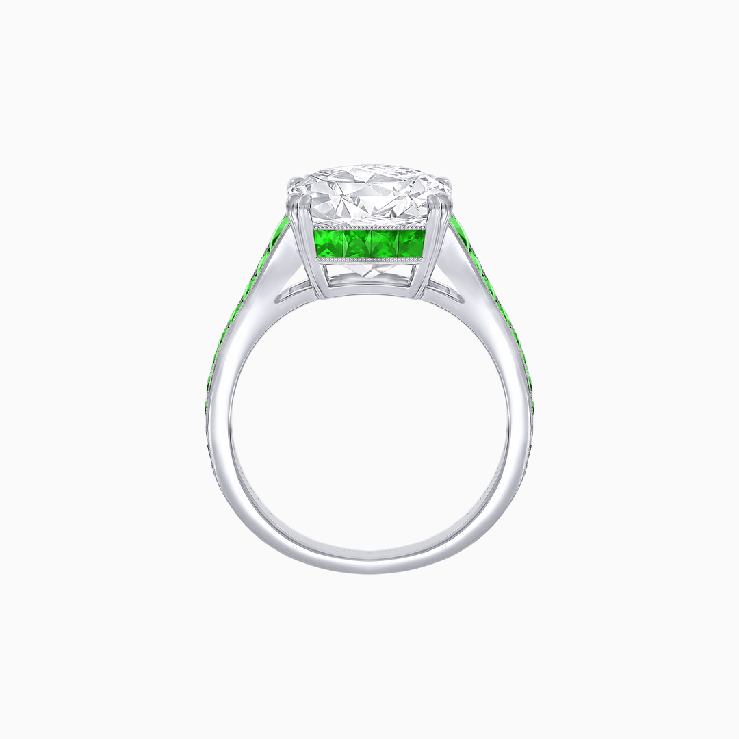 Cushion - Cut Gemstone Engagement Ring Mounting with French Cut Accent Stones - Shahin Jewelry