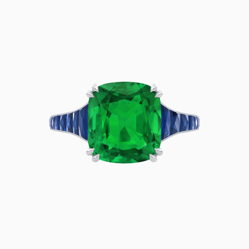 Cushion - Cut Gemstone Engagement Ring Mounting with French Cut Accent Stones - Shahin Jewelry