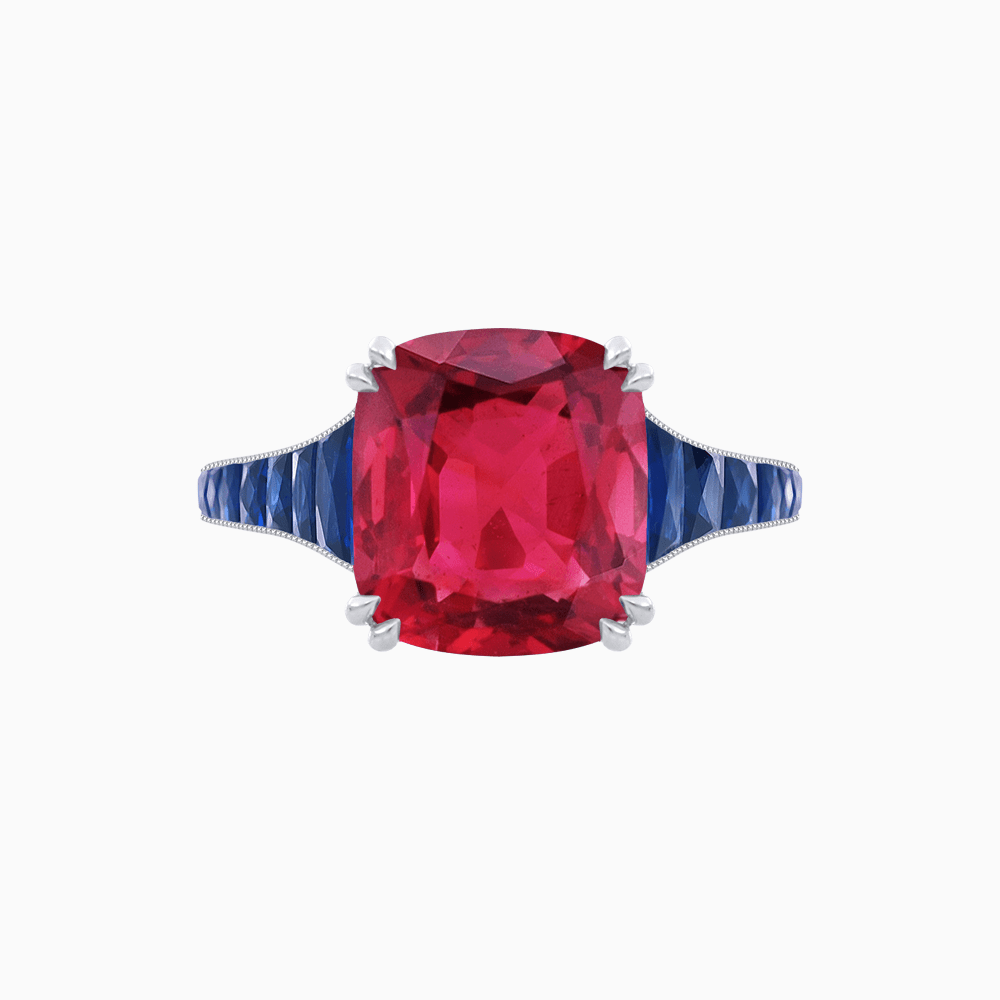 Cushion - Cut Gemstone Engagement Ring Mounting with French Cut Accent Stones - Shahin Jewelry