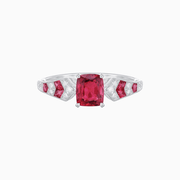 Cushion Cut Spinel Ring with Arrowhead Shank – Art Deco Refinement - Shahin Jewelry