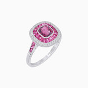 Cushion Cut Stone Engagement Ring with Spinel - Shahin Jewelry