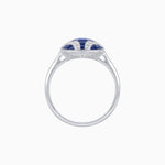Load image into Gallery viewer, Cushion Geometric Art Deco Inspired Ring with French - Cut Gemstones Cushion - shaped setting | French - cut gemstone inlay | Diamond - accented geometric design - Shahin Jewelry
