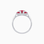 Load image into Gallery viewer, Cushion Geometric Art Deco Inspired Ring with French - Cut Gemstones Cushion - shaped setting | French - cut gemstone inlay | Diamond - accented geometric design - Shahin Jewelry
