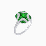Load image into Gallery viewer, Cushion Geometric Art Deco Inspired Ring with French - Cut Gemstones Cushion - shaped setting | French - cut gemstone inlay | Diamond - accented geometric design - Shahin Jewelry
