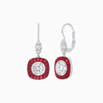 Load image into Gallery viewer, Cushion Halo Drop Earrings with Diamond and Gemstone | Mounting - Shahin Jewelry