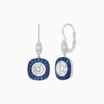 Load image into Gallery viewer, Cushion Halo Drop Earrings with Diamond and Gemstone | Mounting - Shahin Jewelry