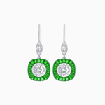 Load image into Gallery viewer, Cushion Halo Drop Earrings with Diamond and Gemstone | Mounting - Shahin Jewelry