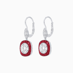 Load image into Gallery viewer, Cushion Halo Drop Earrings with Diamond and Gemstone | Mounting - Shahin Jewelry