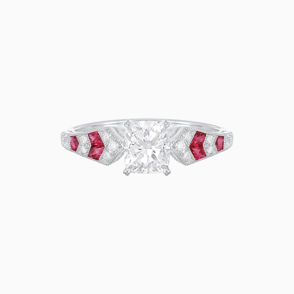 Cushion Shape Arrow Head Shank Ring with Diamond - Shahin Jewelry