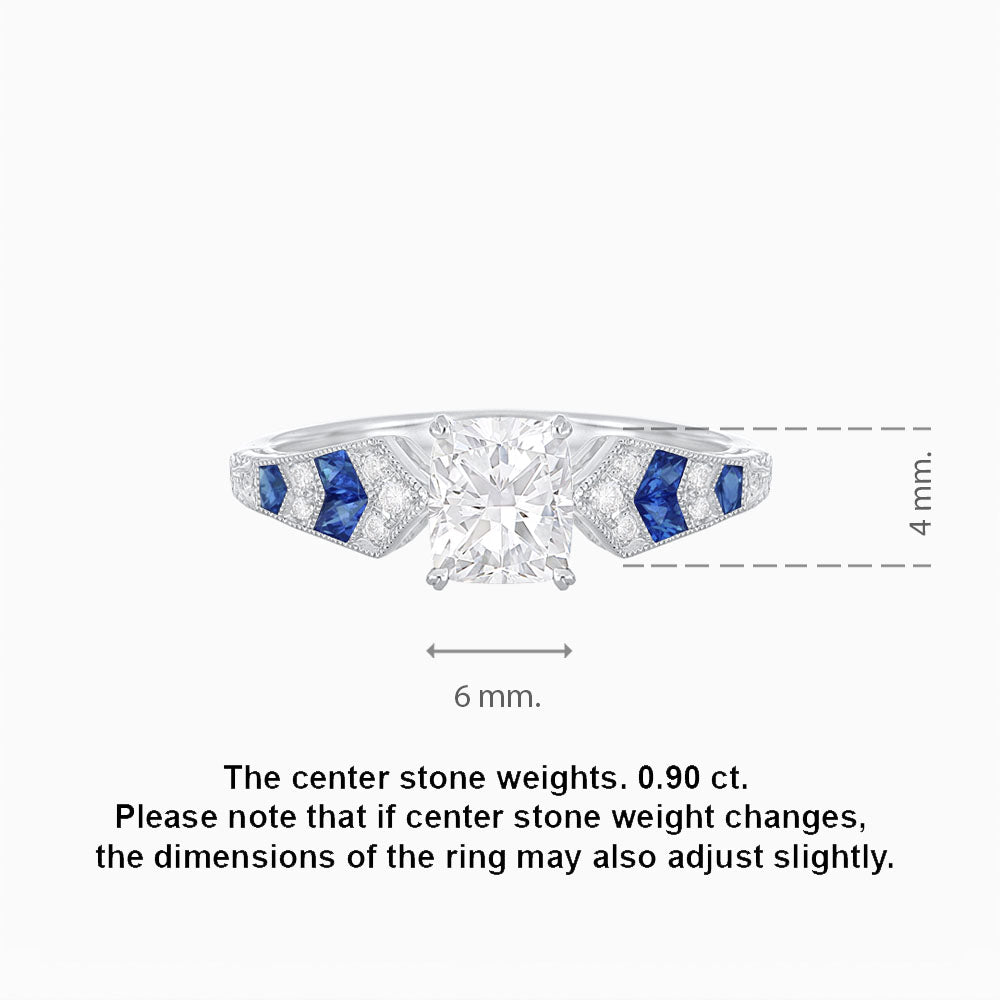 Cushion Shape Arrow Head Shank Ring with Diamond - Shahin Jewelry