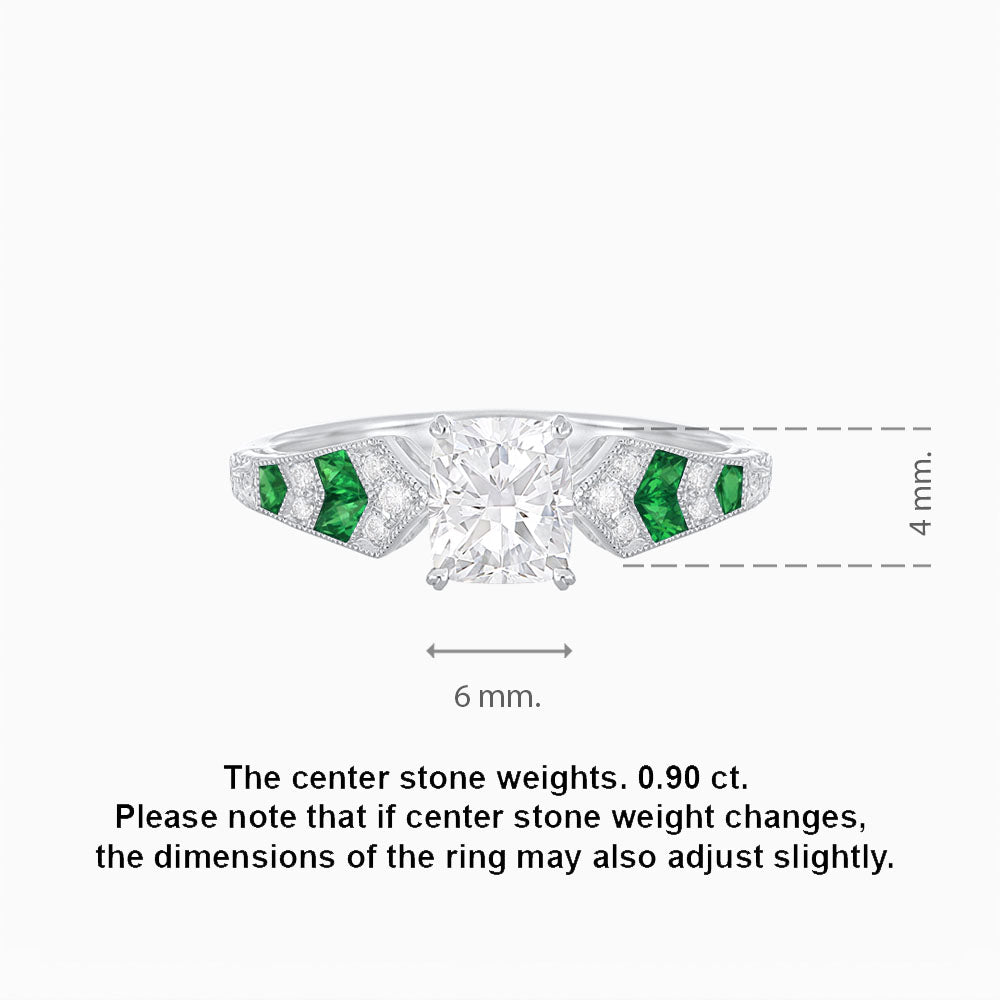 Cushion Shape Arrow Head Shank Ring with Diamond - Shahin Jewelry